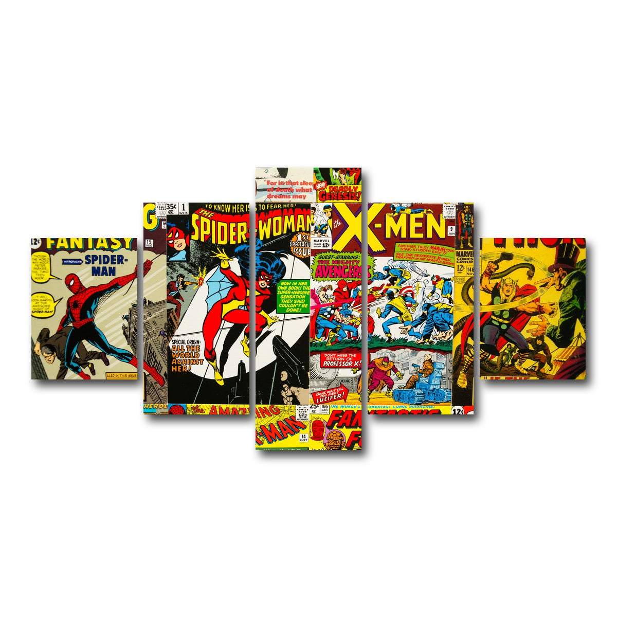AUTO-MOCKUP WHITE | Vintage comic Covers | 5 Piece | Gallery Wrap Canvas | group=5_short