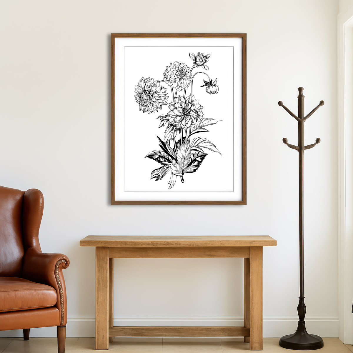 AUTO-MOCKUP ROOM | Vintage Elegant Flowers Wall Art
