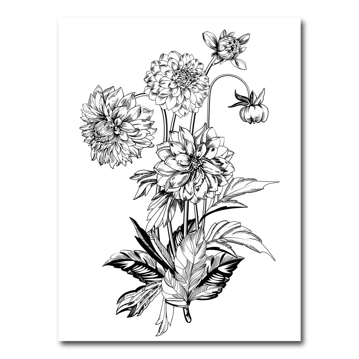 AUTO-MOCKUP WHITE | Vintage elegant flowers | 1 Piece | Gallery Wrap Canvas | group=3x4