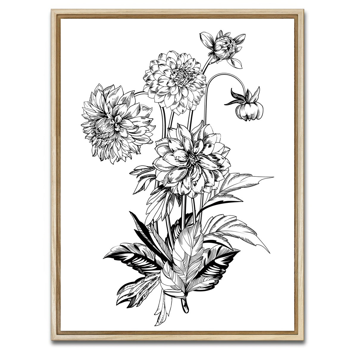 AUTO-MOCKUP WHITE | Vintage elegant flowers | 1 Piece | Natural Framed Canvas | group=3x4