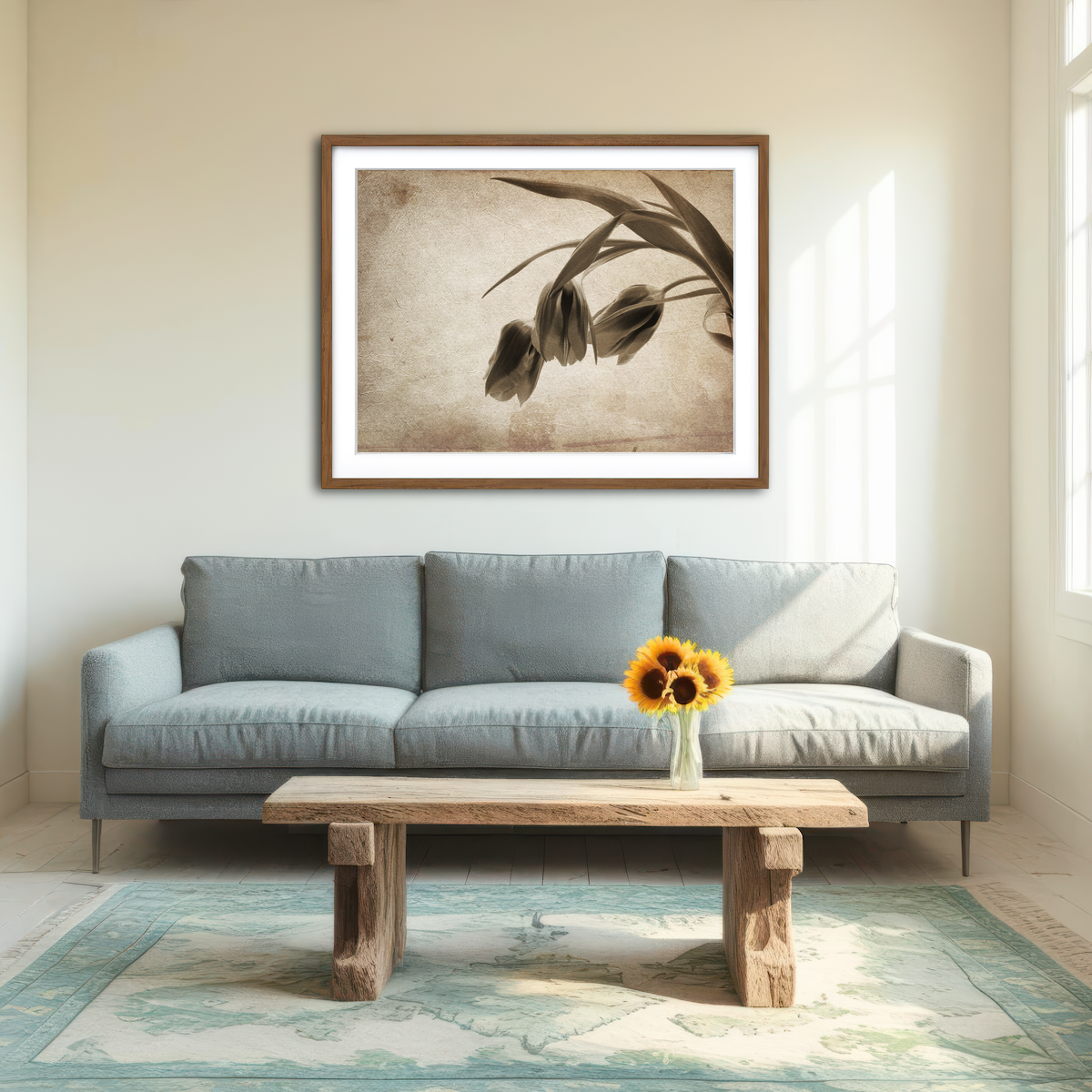 AUTO-MOCKUP ROOM | Vintage Flowers Wall Art