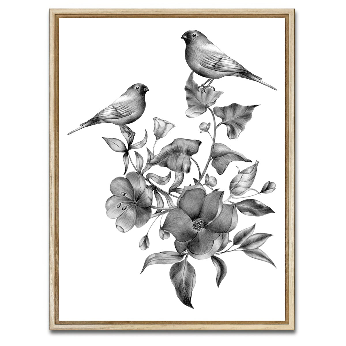 AUTO-MOCKUP WHITE | Vintage flowers and birds | 1 Piece | Natural Framed Canvas | group=3x4
