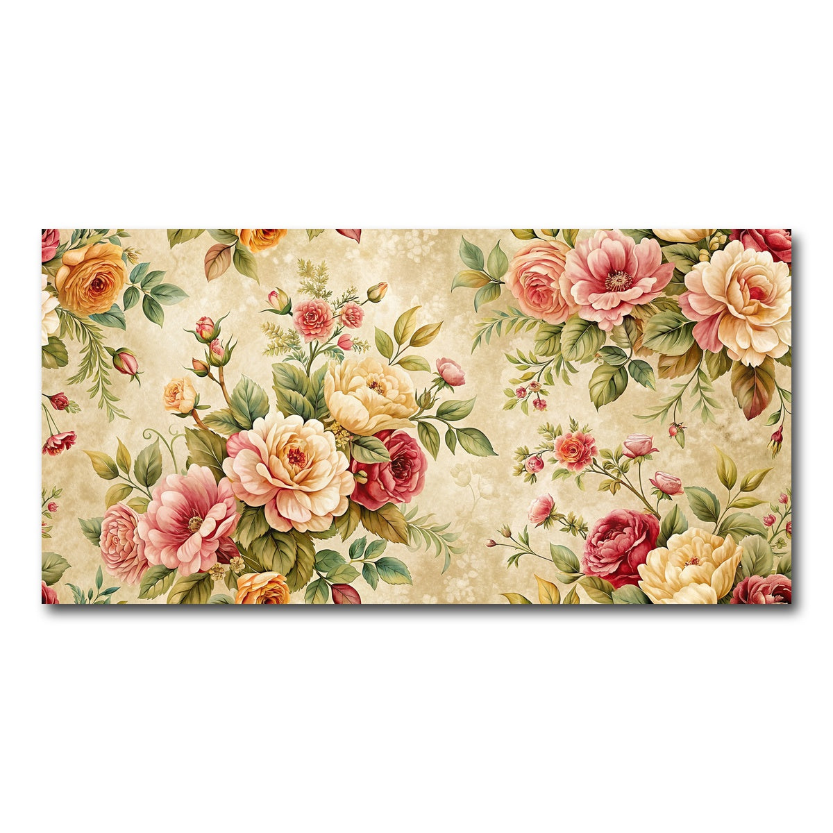 AUTO-MOCKUP WHITE | Vintage flowers background | 1 Piece | Gallery Wrap Canvas | group=2x1