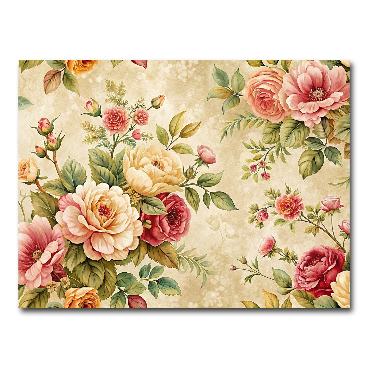 AUTO-MOCKUP WHITE | Vintage flowers background | 1 Piece | Gallery Wrap Canvas | group=4x3