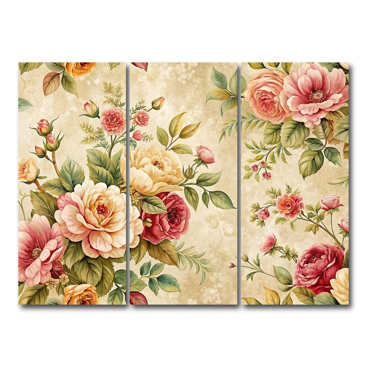 AUTO-MOCKUP WHITE | Vintage flowers background | 3 Piece | Gallery Wrap Canvas | group=8x18