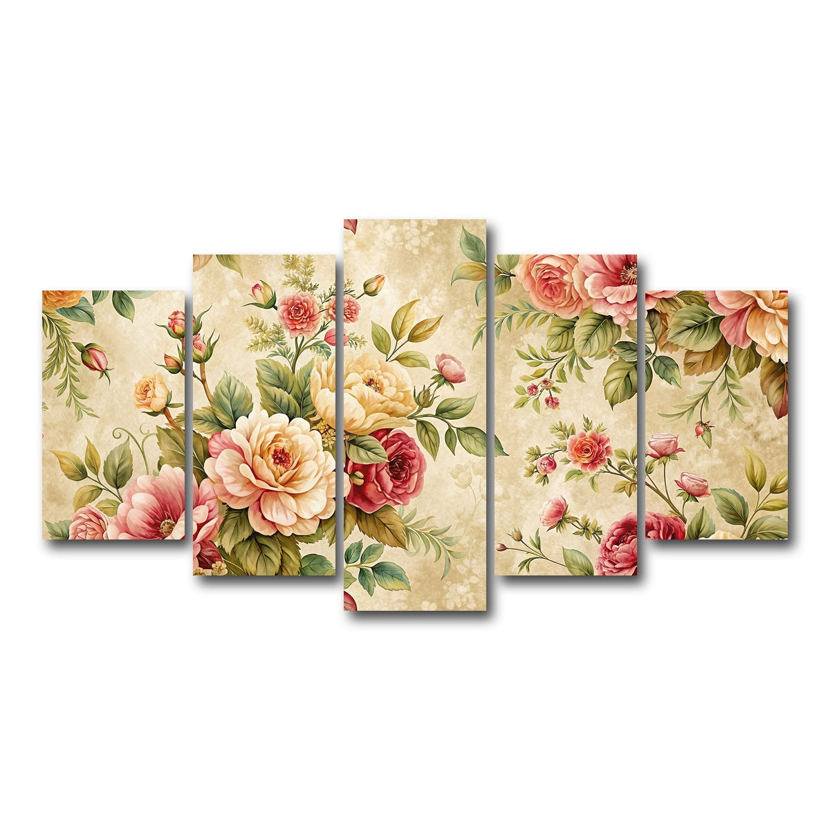 AUTO-MOCKUP WHITE | Vintage flowers background | 5 Piece | Gallery Wrap Canvas | group=5_normal