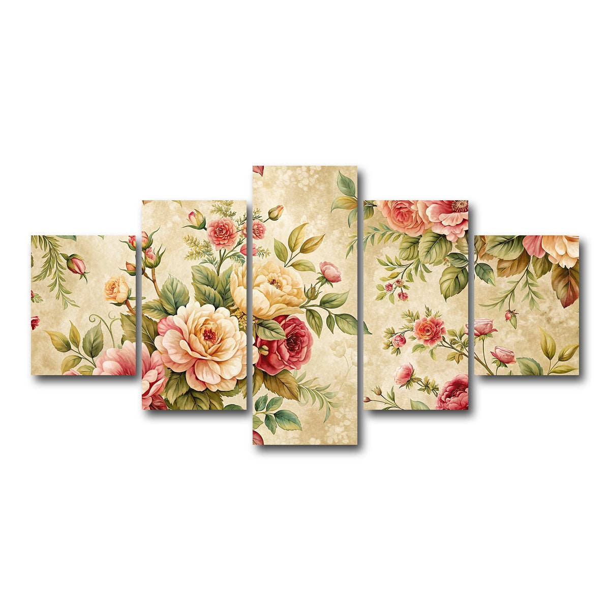 AUTO-MOCKUP WHITE | Vintage flowers background | 5 Piece | Gallery Wrap Canvas | group=5_short