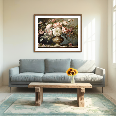 AUTO-MOCKUP ROOM | Vintage Flowers in Old Vase Wall Art