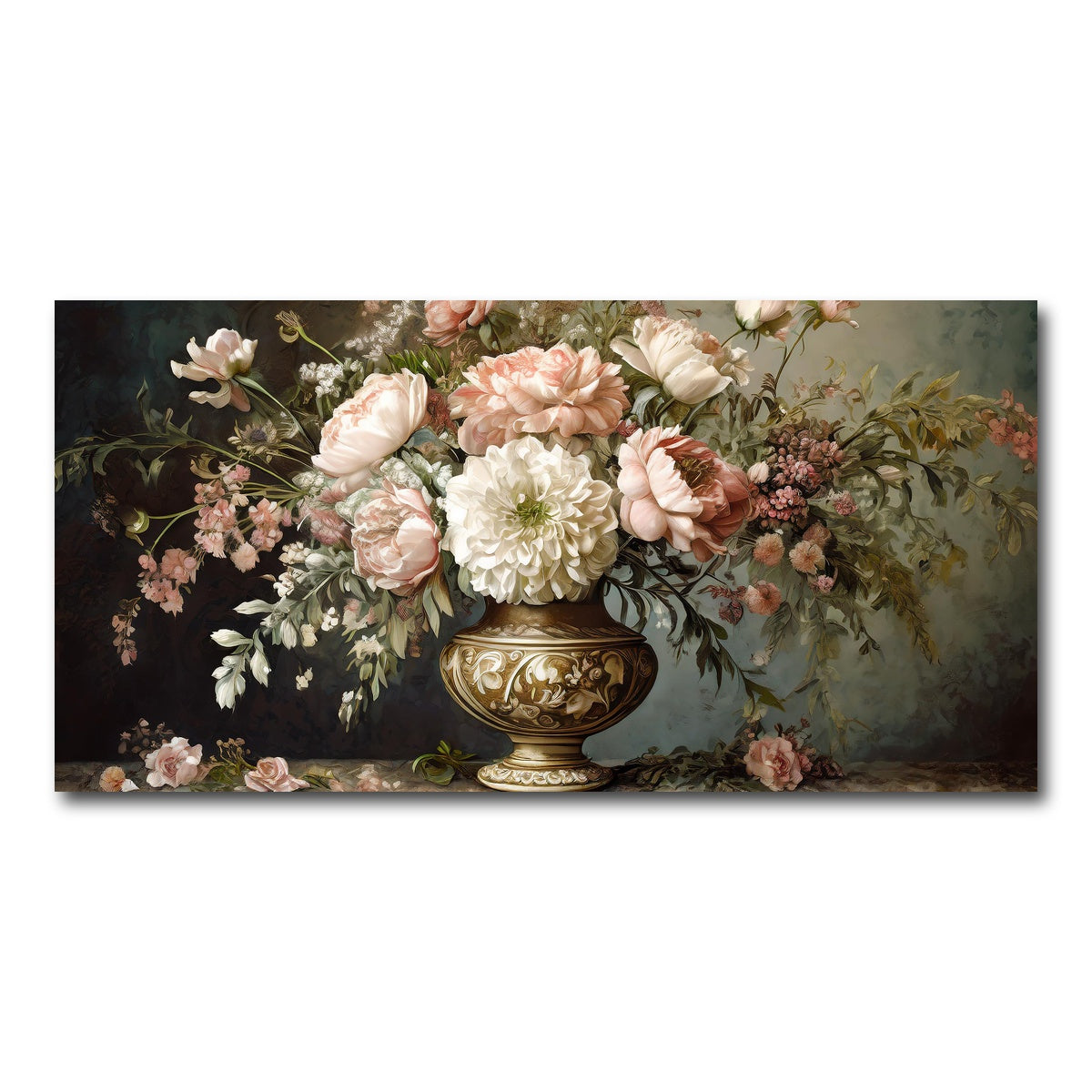 AUTO-MOCKUP WHITE | Vintage flowers in old vase | 1 Piece | Gallery Wrap Canvas | group=2x1