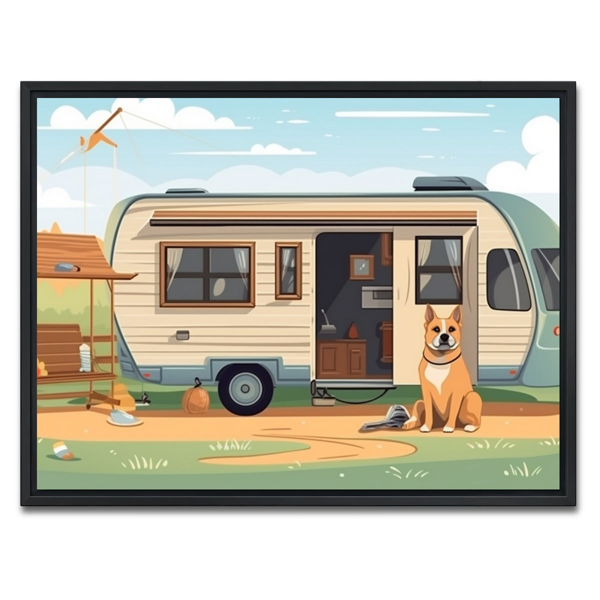 AUTO-MOCKUP WHITE | Vintage mini van transport | 1 Piece | Black Framed Canvas | group=4x3