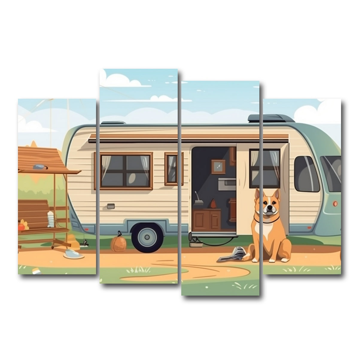 AUTO-MOCKUP WHITE | Vintage mini van transport | 4 Piece | Gallery Wrap Canvas | group=4_normal