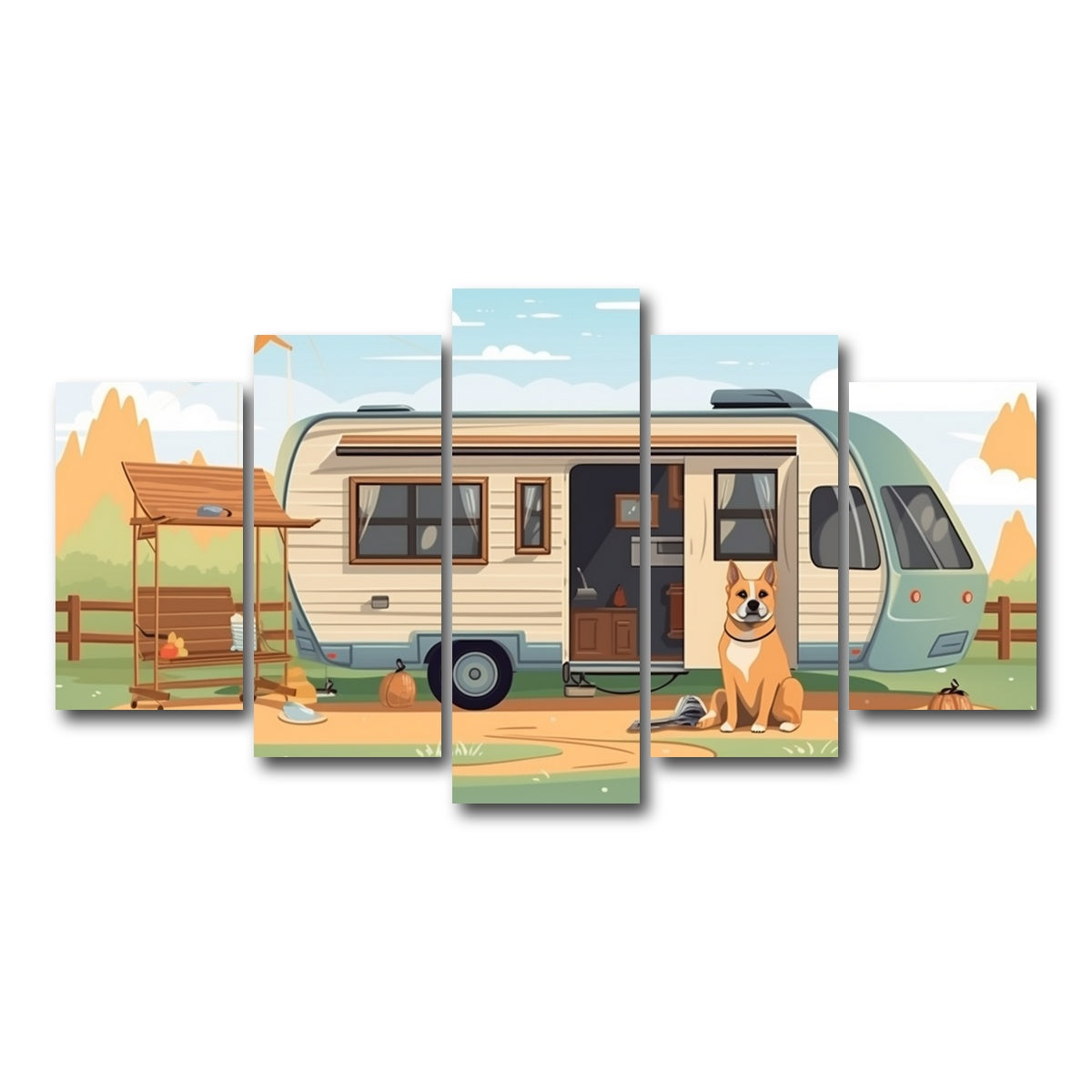 AUTO-MOCKUP WHITE | Vintage mini van transport | 5 Piece | Gallery Wrap Canvas | group=5_normal