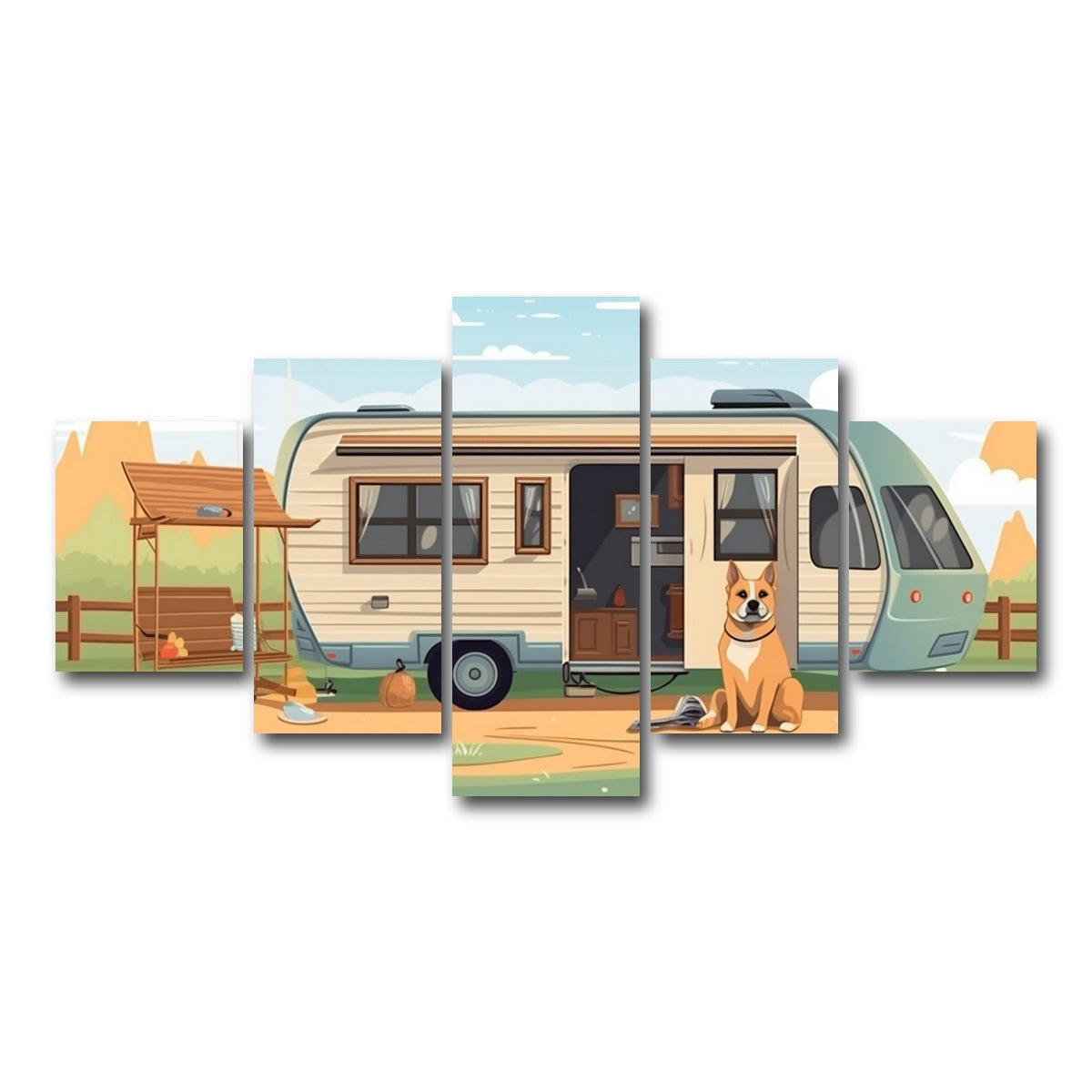 AUTO-MOCKUP WHITE | Vintage mini van transport | 5 Piece | Gallery Wrap Canvas | group=5_short