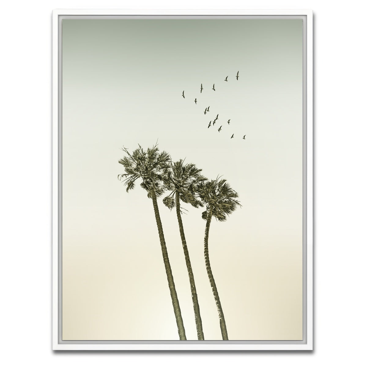 AUTO-MOCKUP WHITE | Vintage palm trees & sunset | 1 Piece | White Framed Canvas | group=3x4