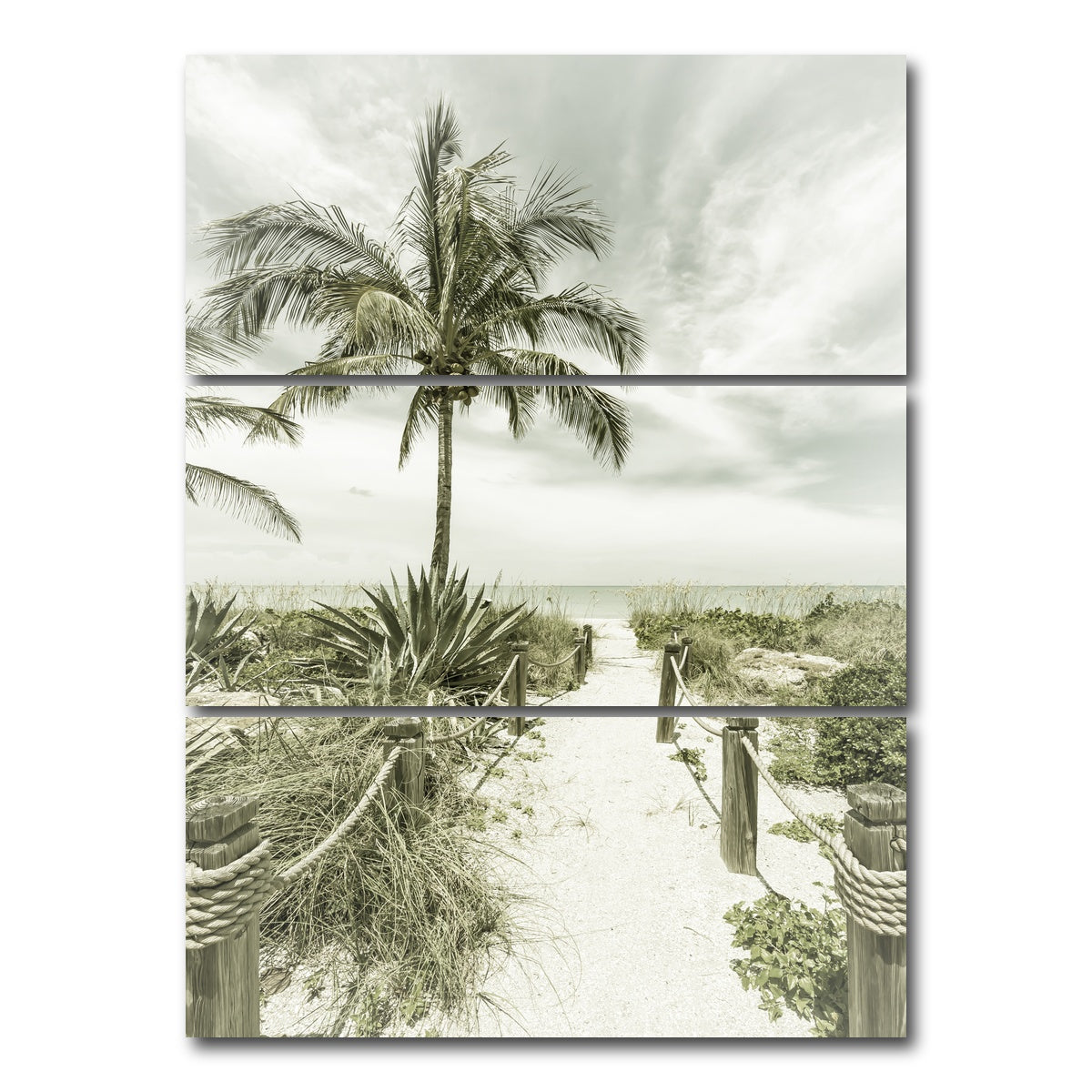 AUTO-MOCKUP WHITE | Vintage path to the beach | 3 Piece | Gallery Wrap Canvas | group=8x18_stacked
