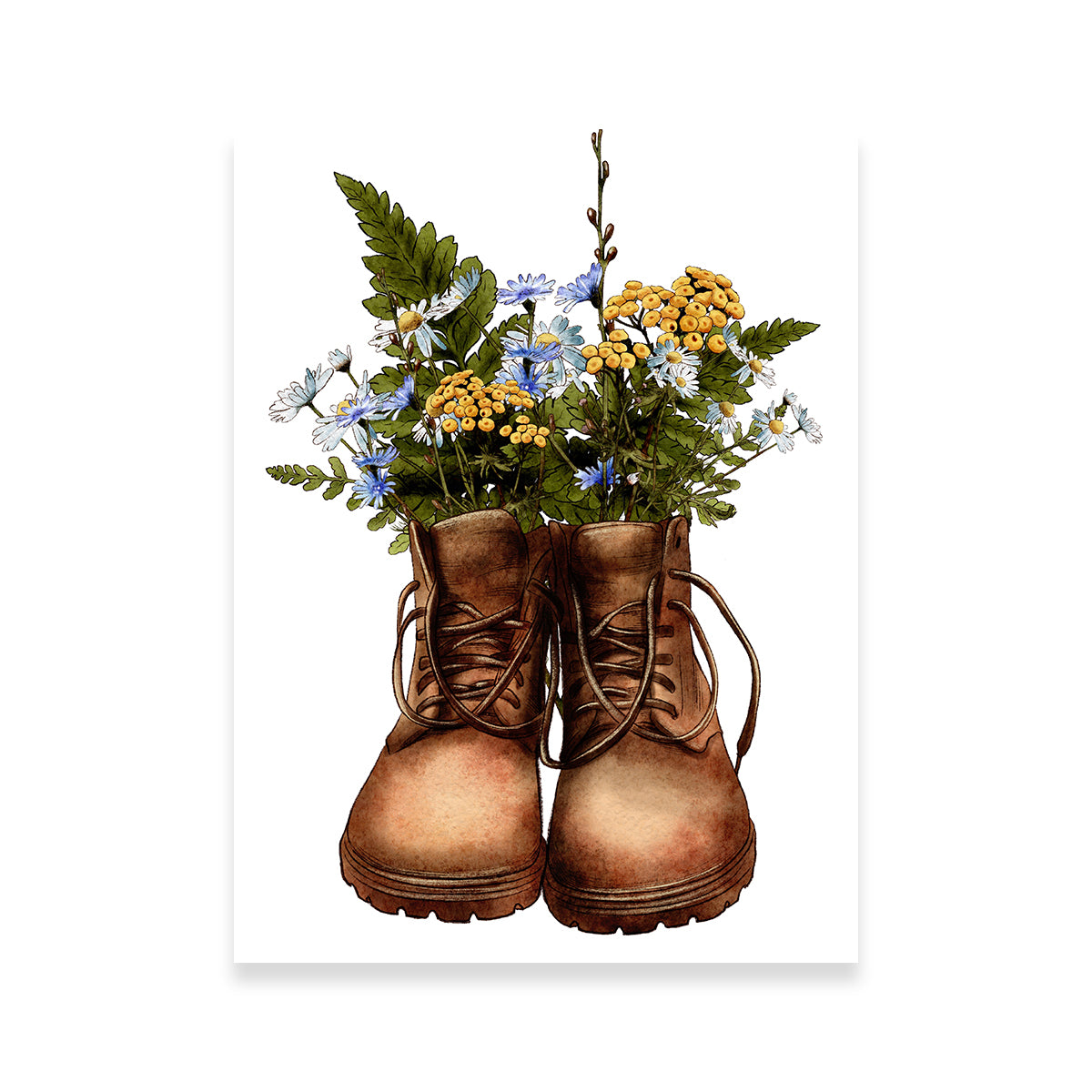 Vintage Boots with Wildflowers