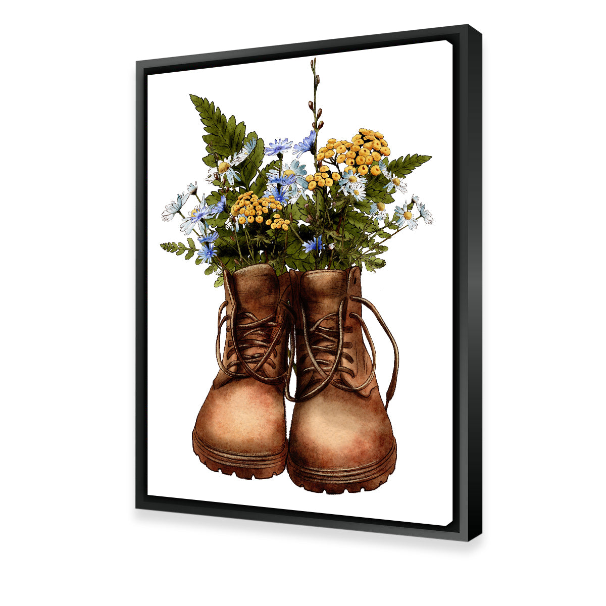 Vintage Boots with Wildflowers Wall Art