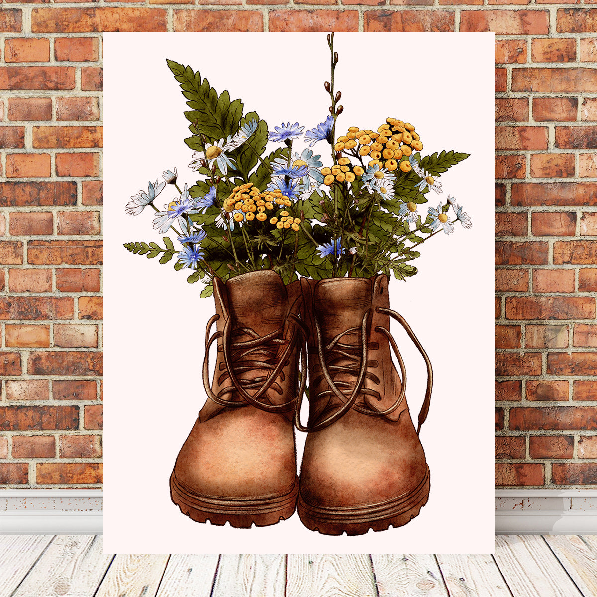 Vintage Boots with Wildflowers