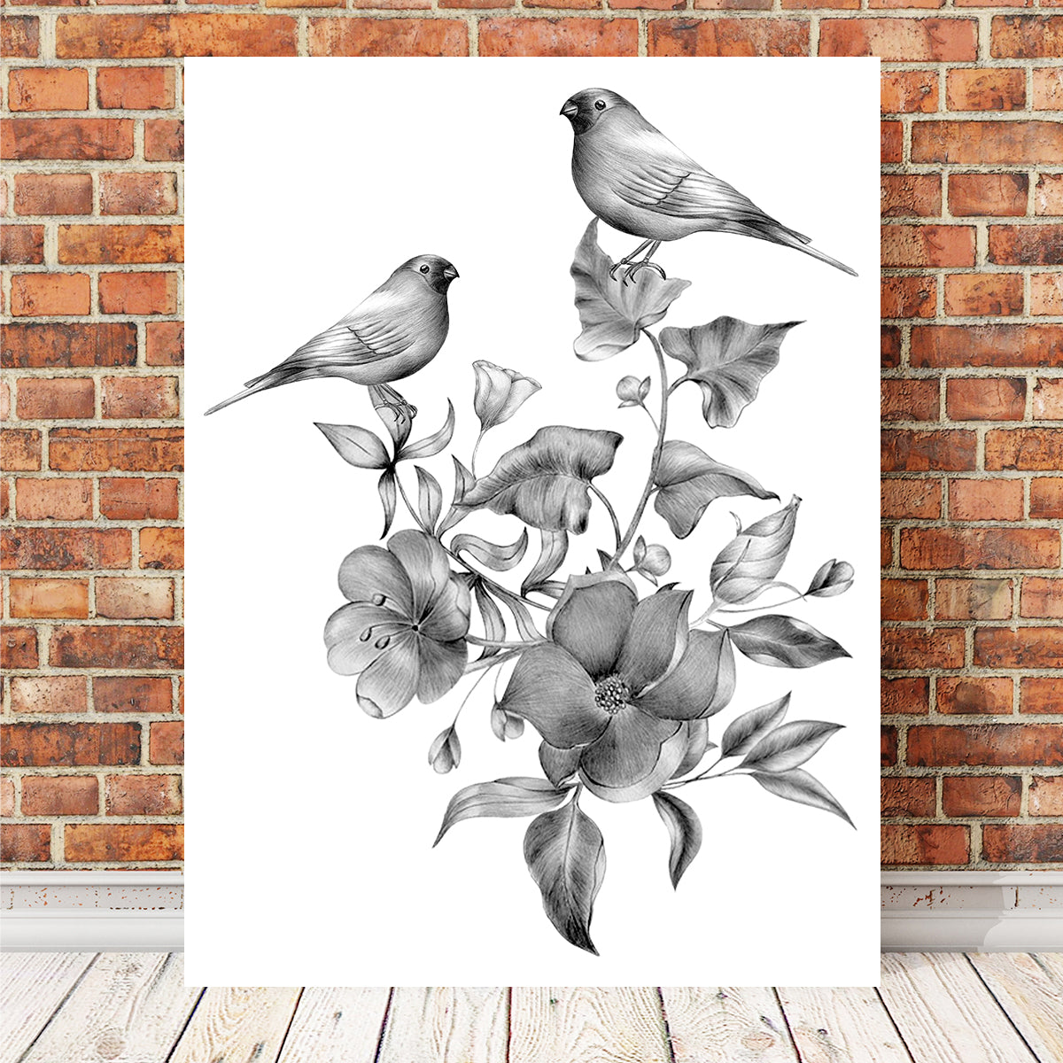 Vintage Flowers and Birds Wall Art