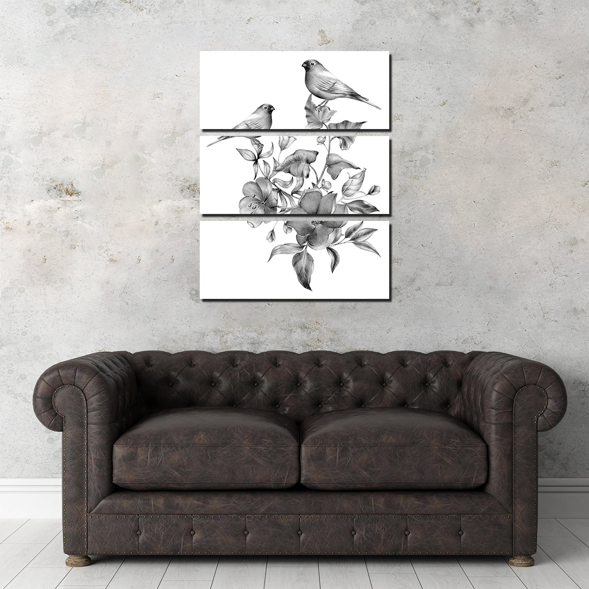 Vintage Flowers and Birds Wall Art