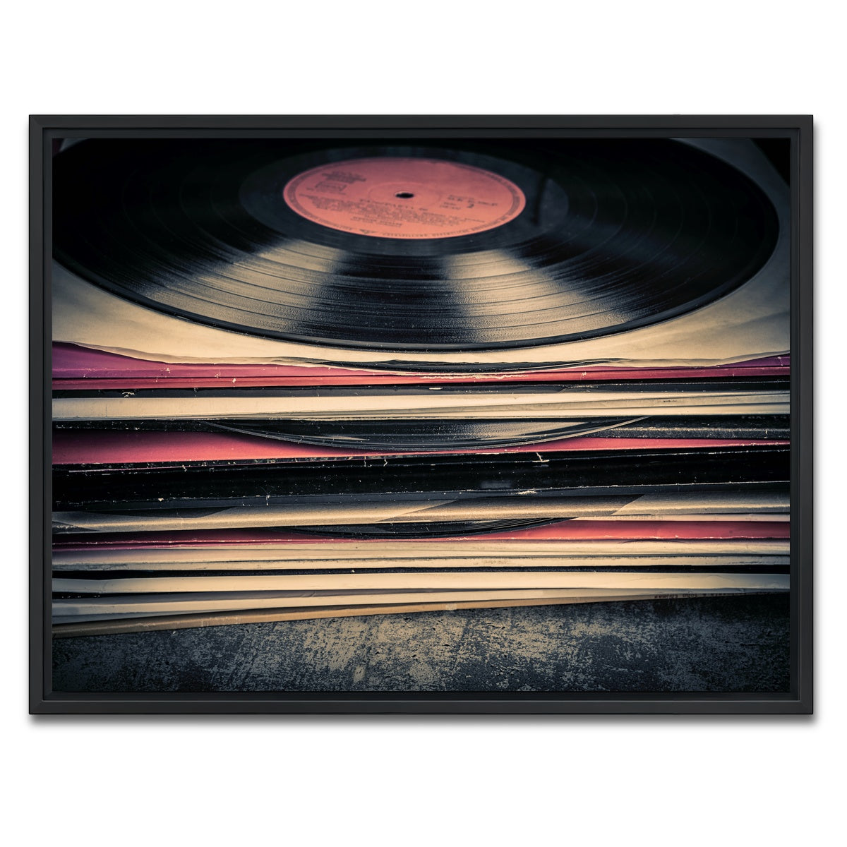 AUTO-MOCKUP WHITE | Vinyl Records | 1 Piece | Black Framed Canvas | group=4x3