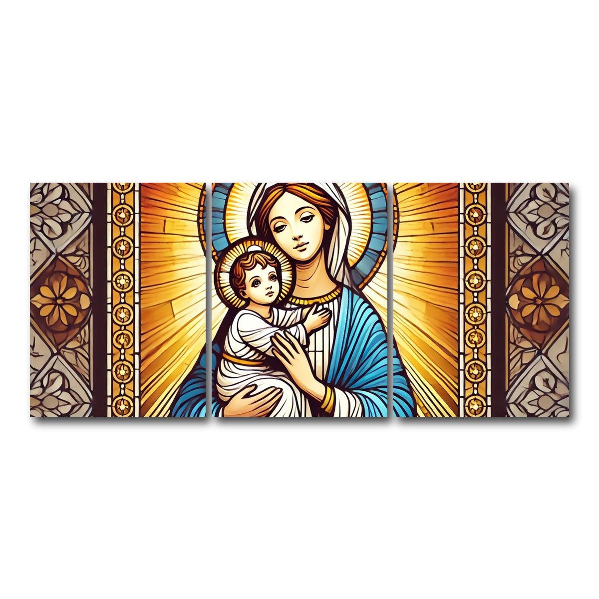 AUTO-MOCKUP WHITE | Virgin Mary Holding Baby Jesus | 3 Piece | Gallery Wrap Canvas | group=18x24