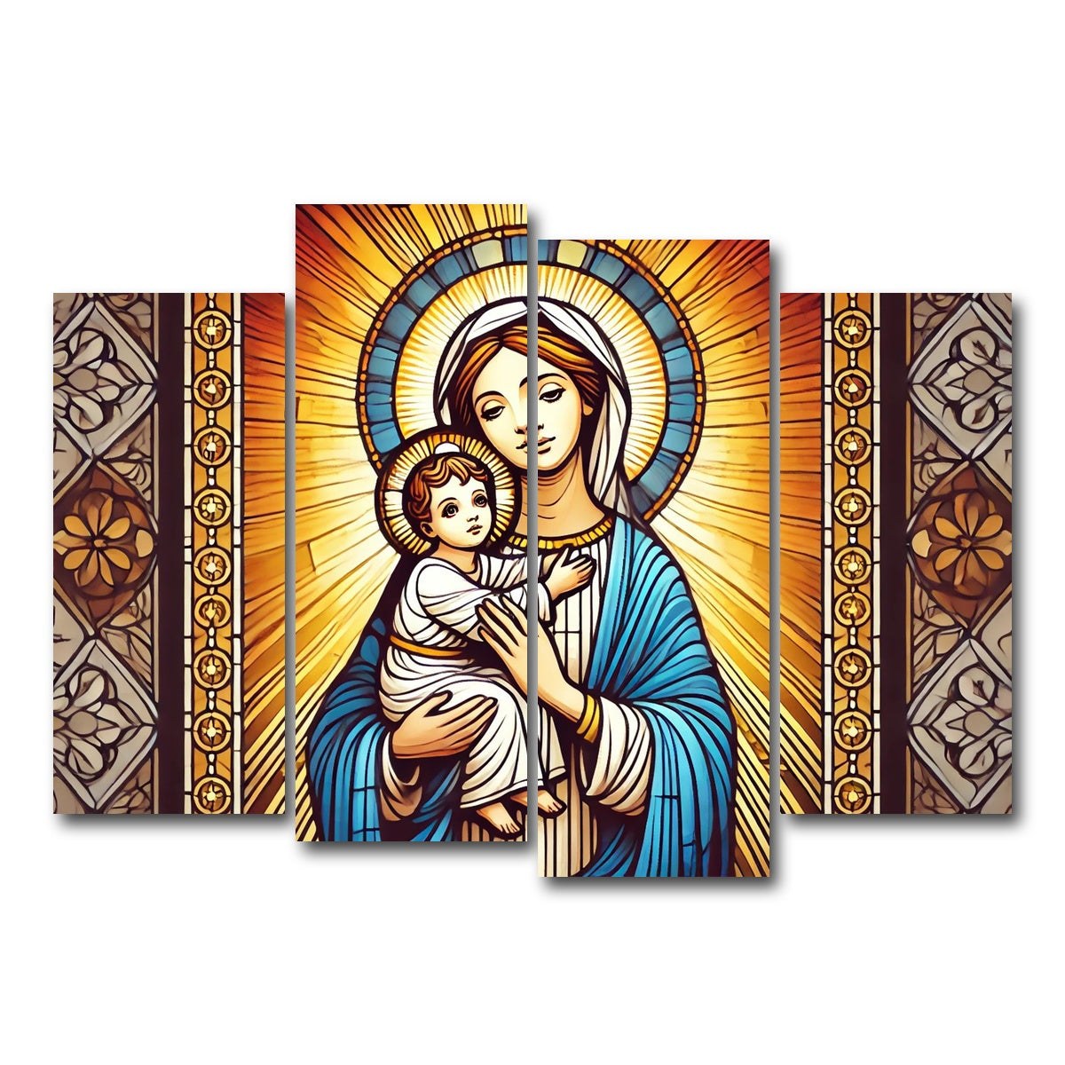 AUTO-MOCKUP WHITE | Virgin Mary Holding Baby Jesus | 4 Piece | Gallery Wrap Canvas | group=4_normal