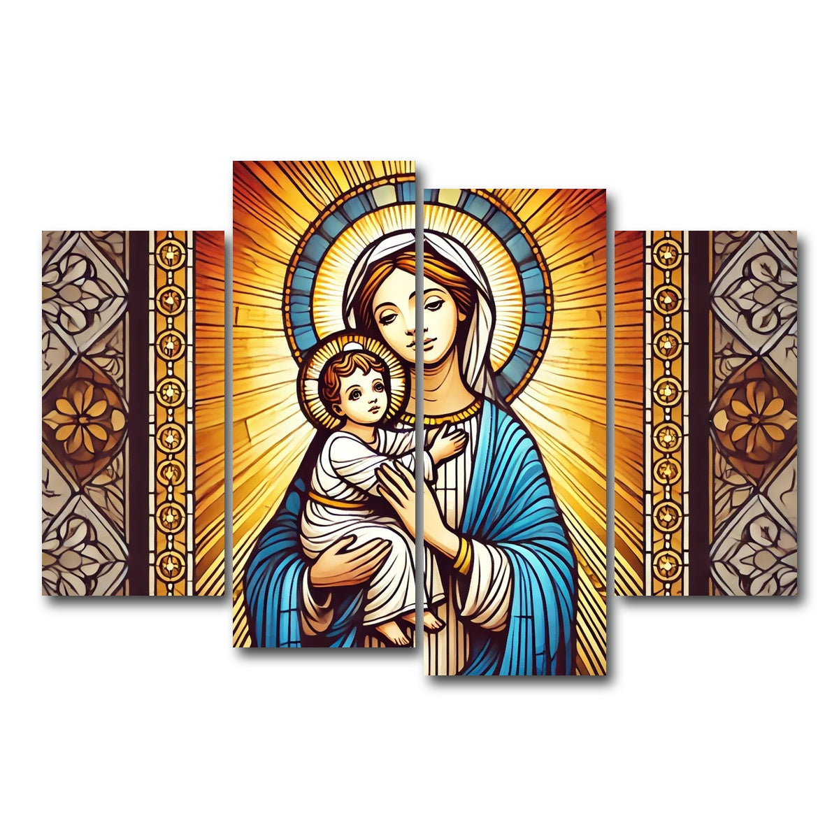 AUTO-MOCKUP WHITE | Virgin Mary Holding Baby Jesus | 4 Piece | Gallery Wrap Canvas | group=4_short