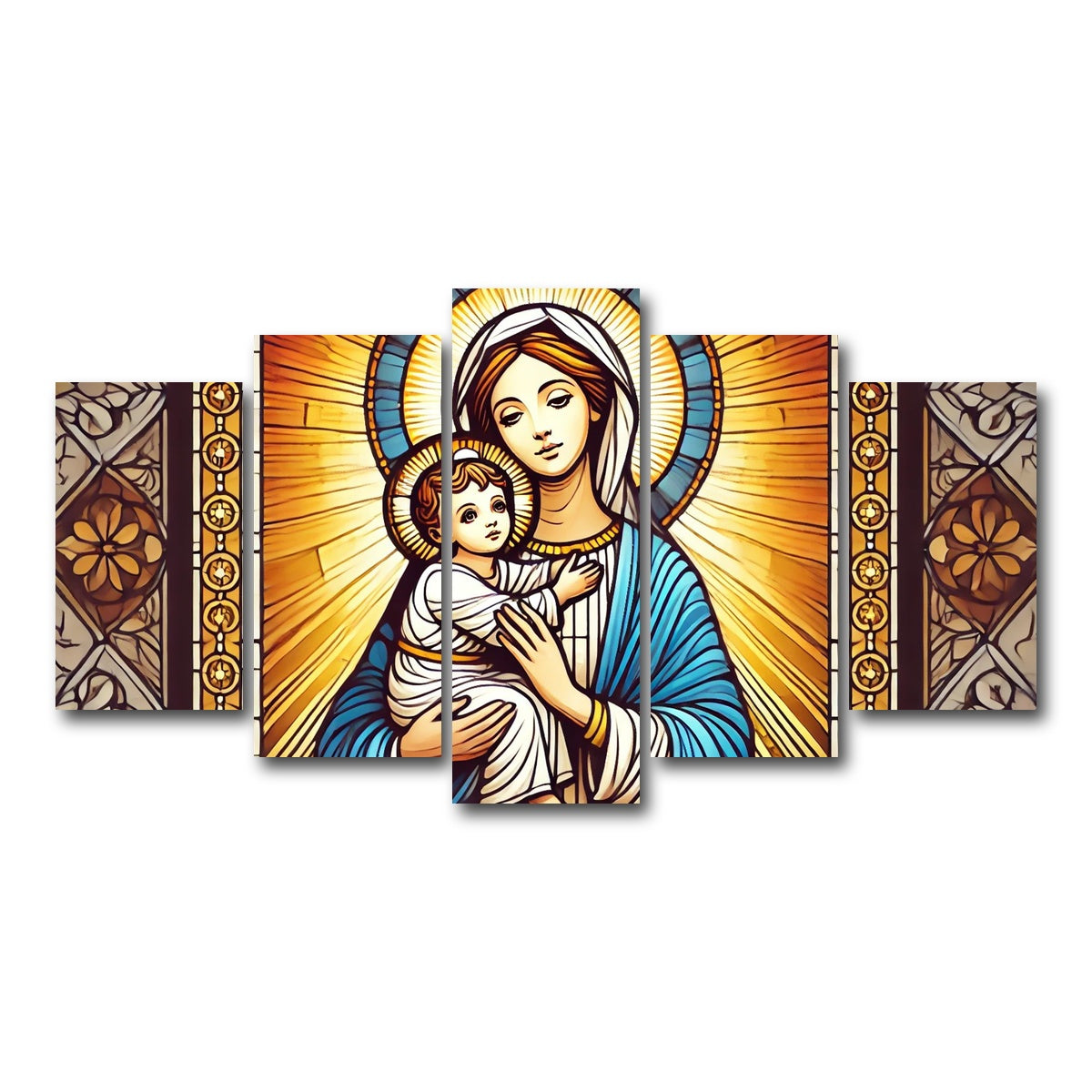 AUTO-MOCKUP WHITE | Virgin Mary Holding Baby Jesus | 5 Piece | Gallery Wrap Canvas | group=5_normal