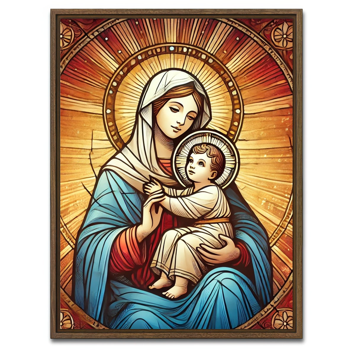 AUTO-MOCKUP WHITE | Virgin Mary | 1 Piece | Walnut Framed Canvas | group=3x4