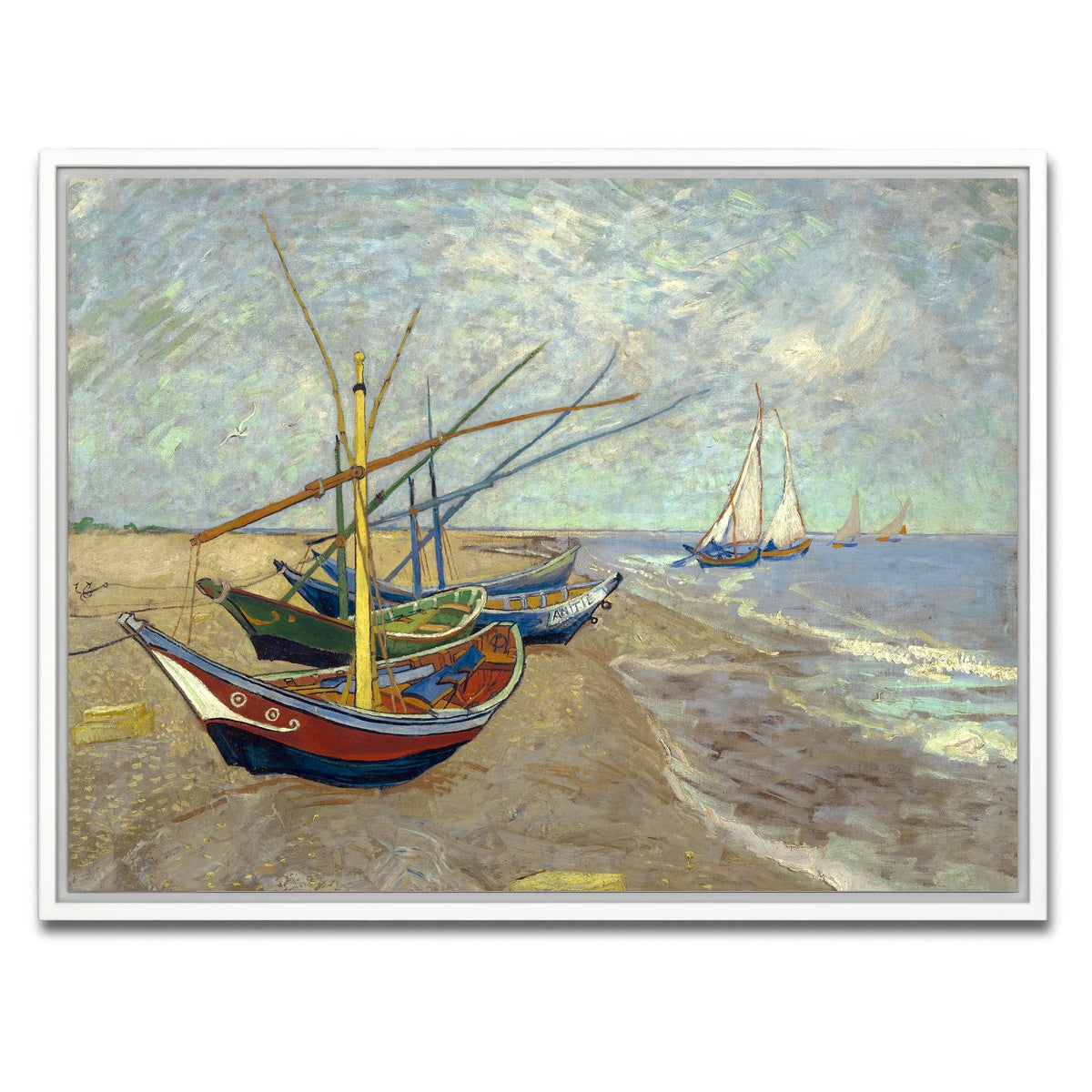 AUTO-MOCKUP WHITE | Vissersboten op het strand van Les Saintes-Maries-de-la-Mer | 1 Piece | White Framed Canvas | group=4x3