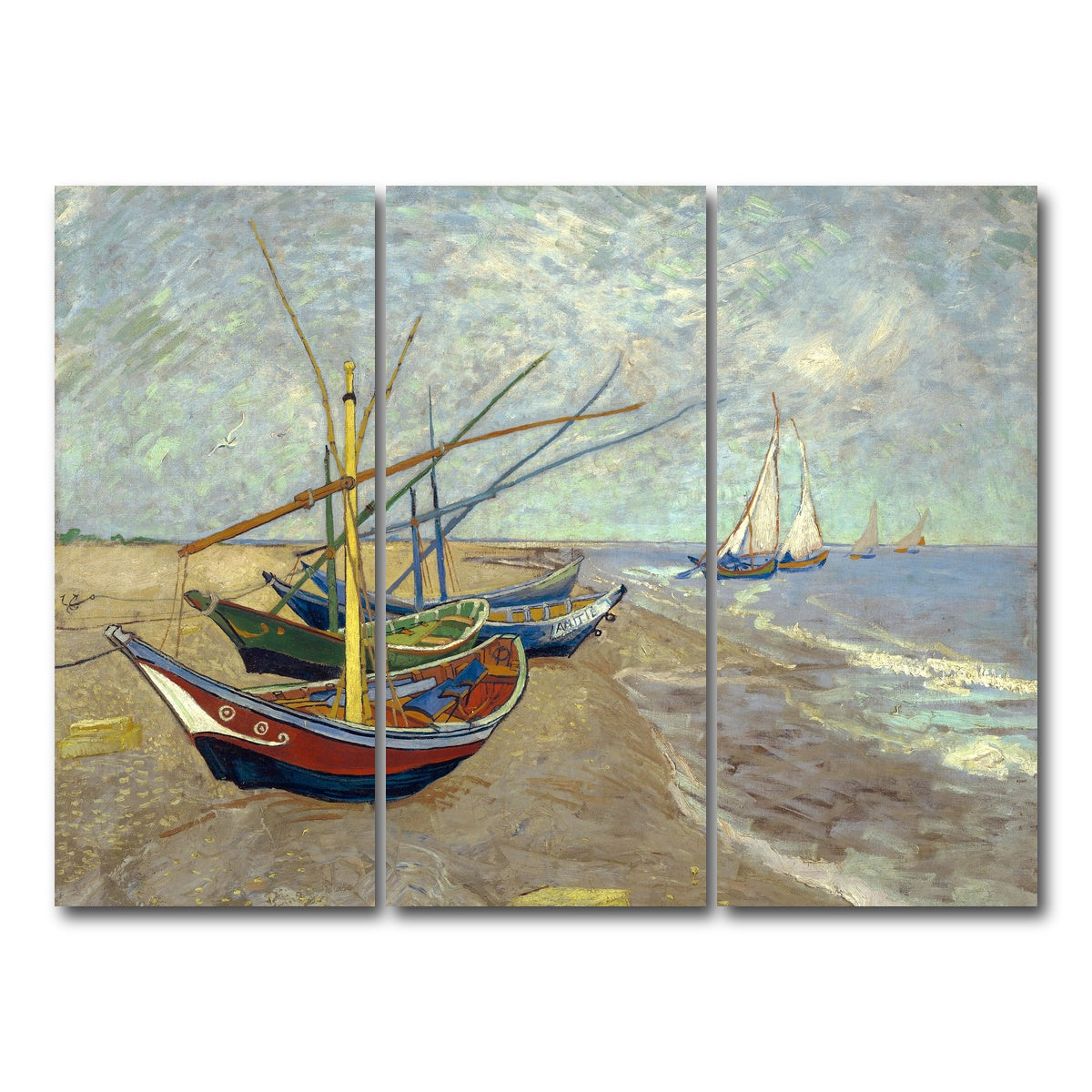 AUTO-MOCKUP WHITE | Vissersboten op het strand van Les Saintes-Maries-de-la-Mer | 3 Piece | Gallery Wrap Canvas | group=8x18