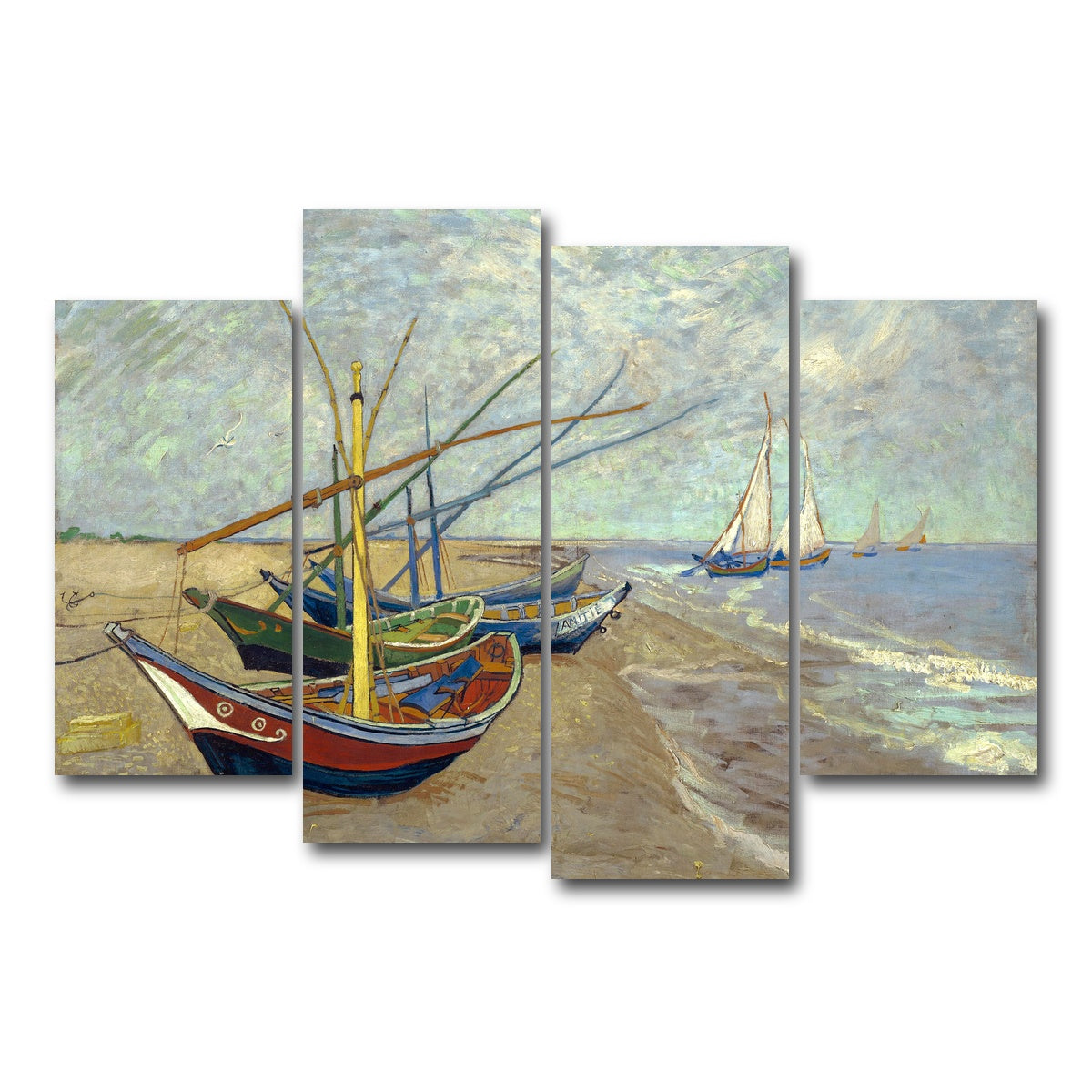 AUTO-MOCKUP WHITE | Vissersboten op het strand van Les Saintes-Maries-de-la-Mer | 4 Piece | Gallery Wrap Canvas | group=4_short