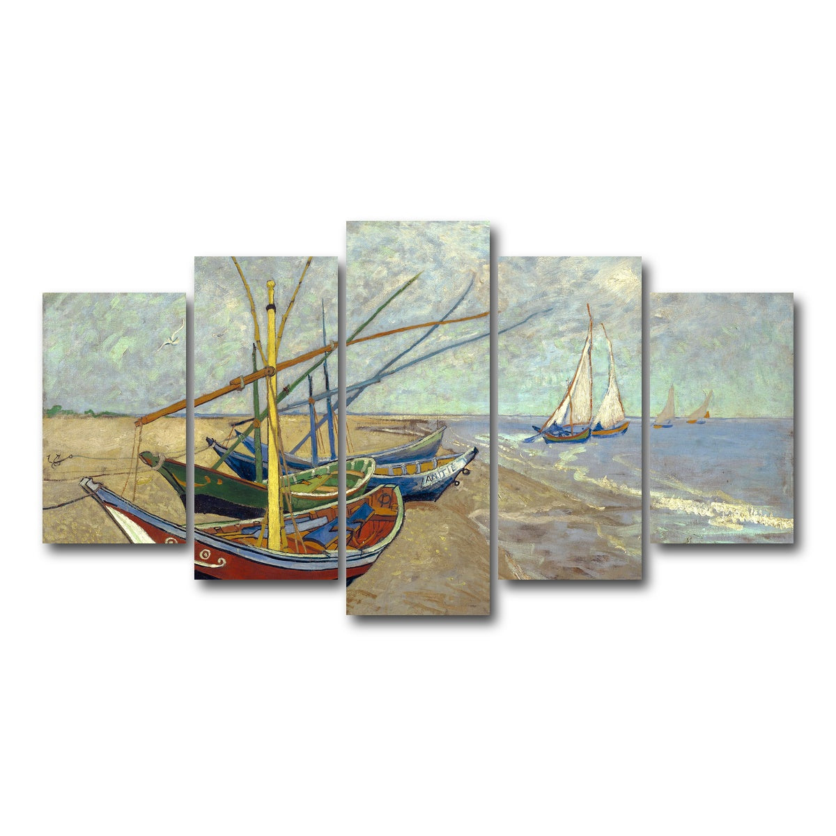 AUTO-MOCKUP WHITE | Vissersboten op het strand van Les Saintes-Maries-de-la-Mer | 5 Piece | Gallery Wrap Canvas | group=5_normal