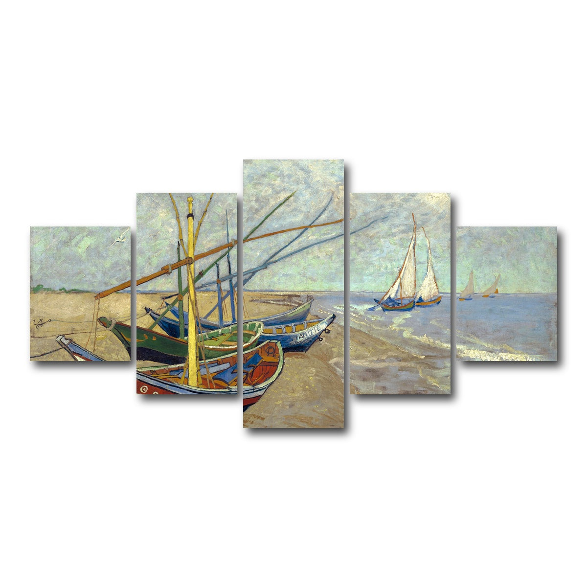 AUTO-MOCKUP WHITE | Vissersboten op het strand van Les Saintes-Maries-de-la-Mer | 5 Piece | Gallery Wrap Canvas | group=5_short