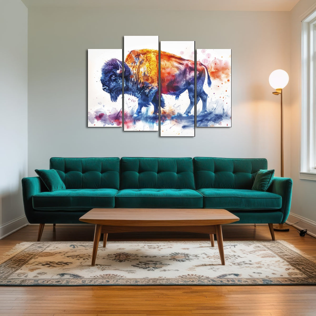 AUTO-MOCKUP ROOM | Vivid watercolor bison