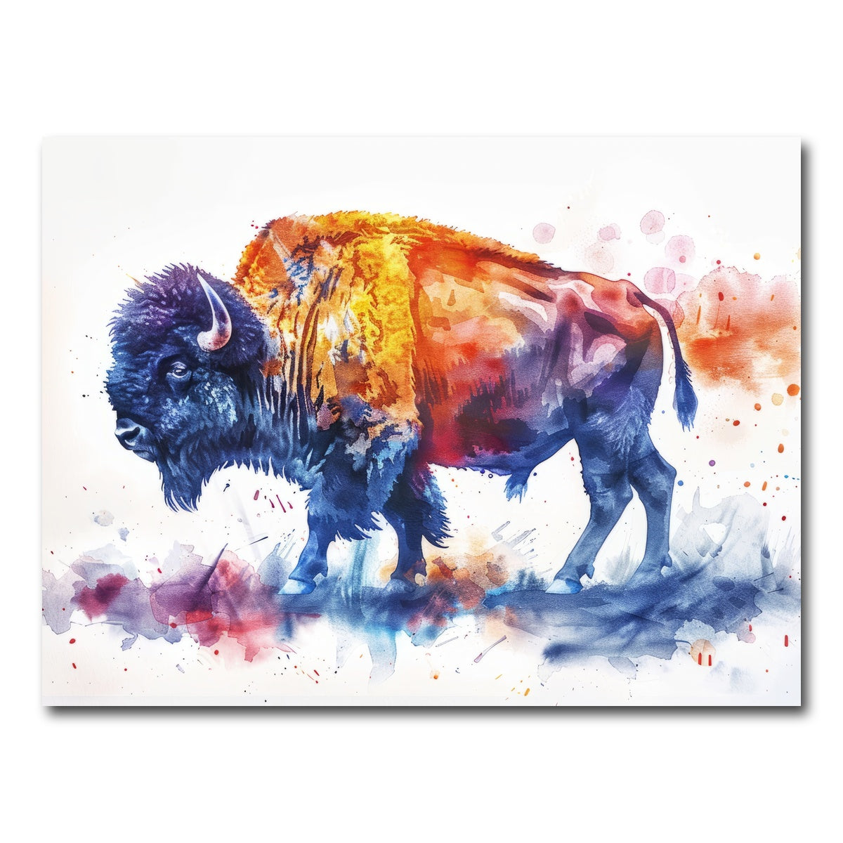 AUTO-MOCKUP WHITE | Vivid watercolor bison | 1 Piece | Gallery Wrap Canvas | group=4x3