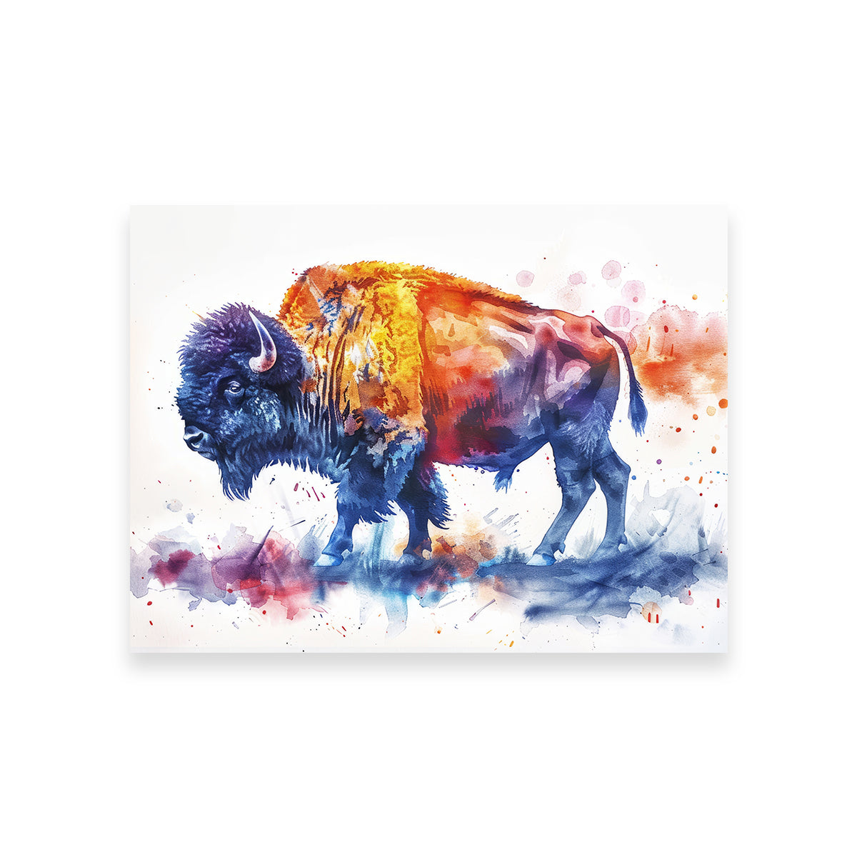 Vivid Watercolor Bison Wall Art