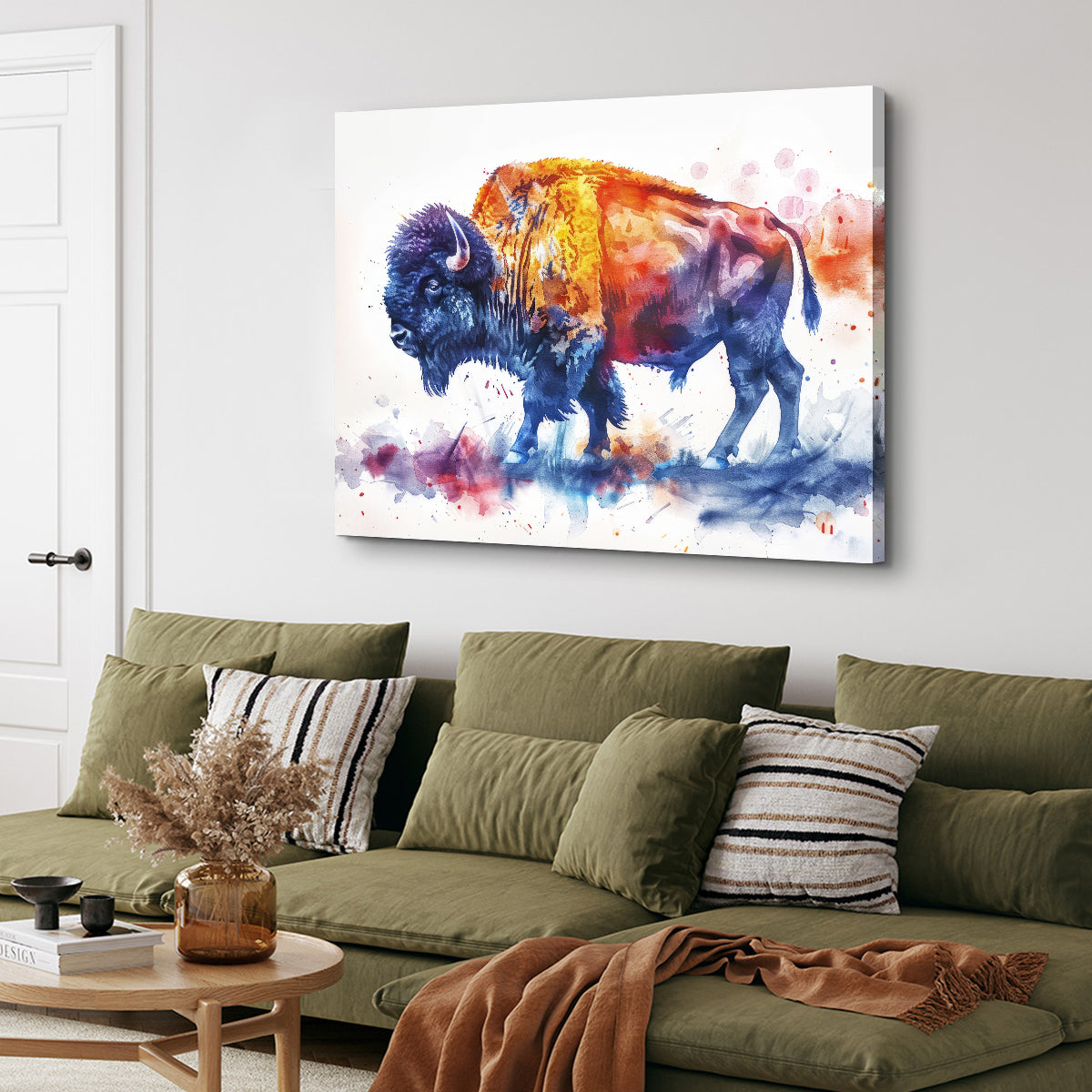 Vivid Watercolor Bison Wall Art