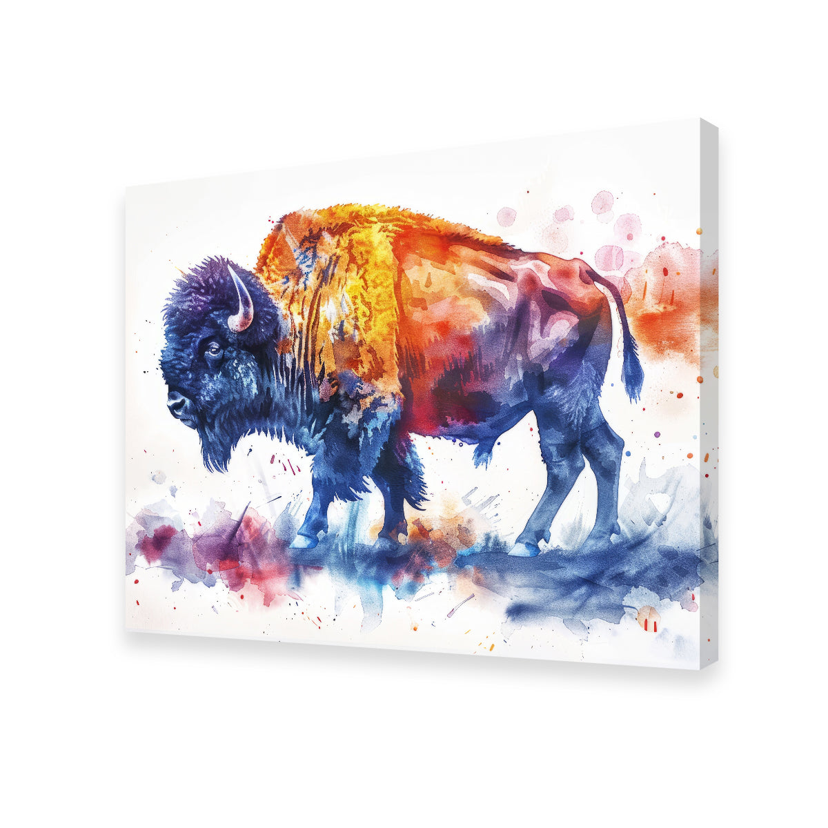 Vivid Watercolor Bison Wall Art