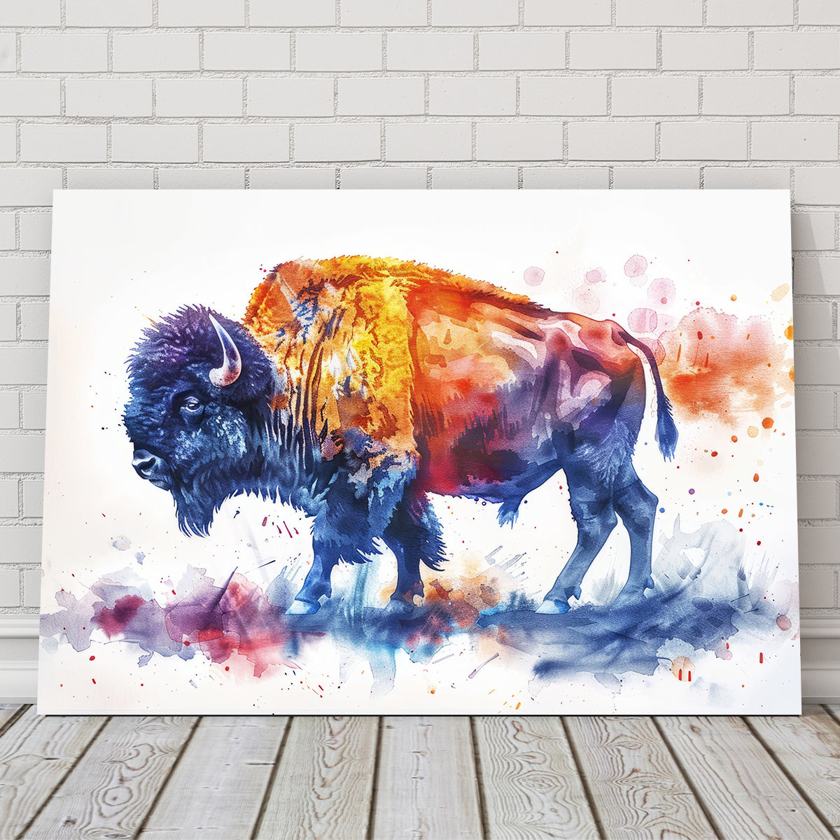 Vivid Watercolor Bison Wall Art