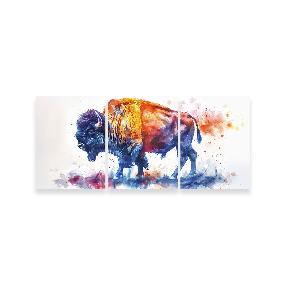 Vivid Watercolor Bison Wall Art