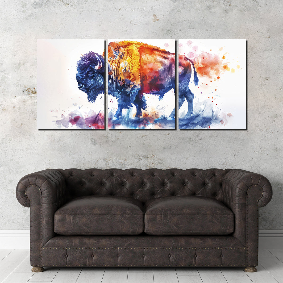 Vivid Watercolor Bison Wall Art