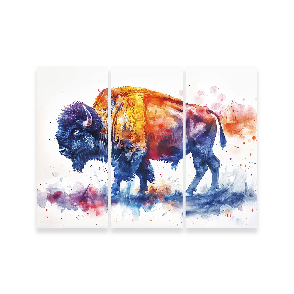 Vivid Watercolor Bison Wall Art