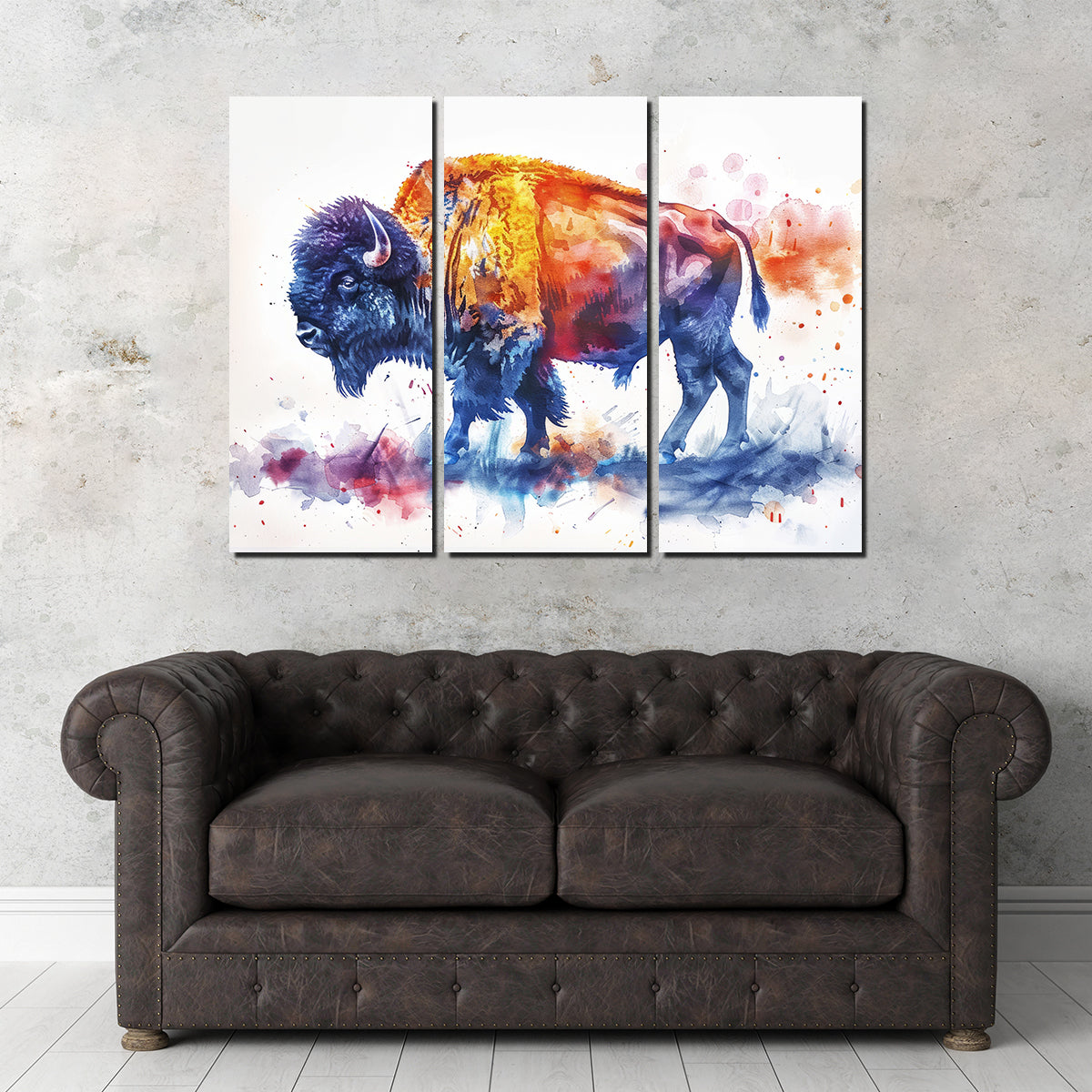 Vivid Watercolor Bison Wall Art