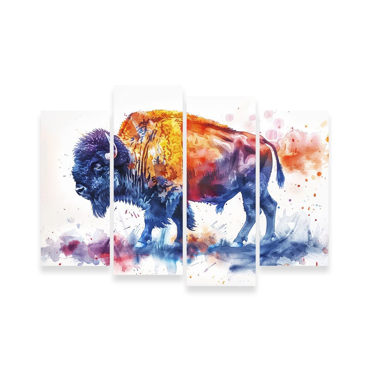 Vivid Watercolor Bison Wall Art