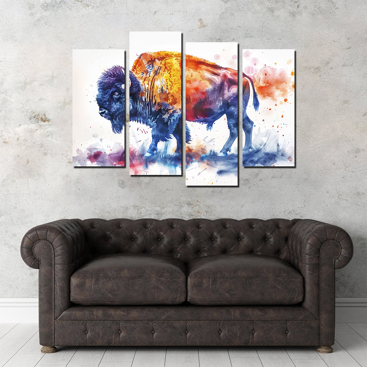 Vivid Watercolor Bison Wall Art