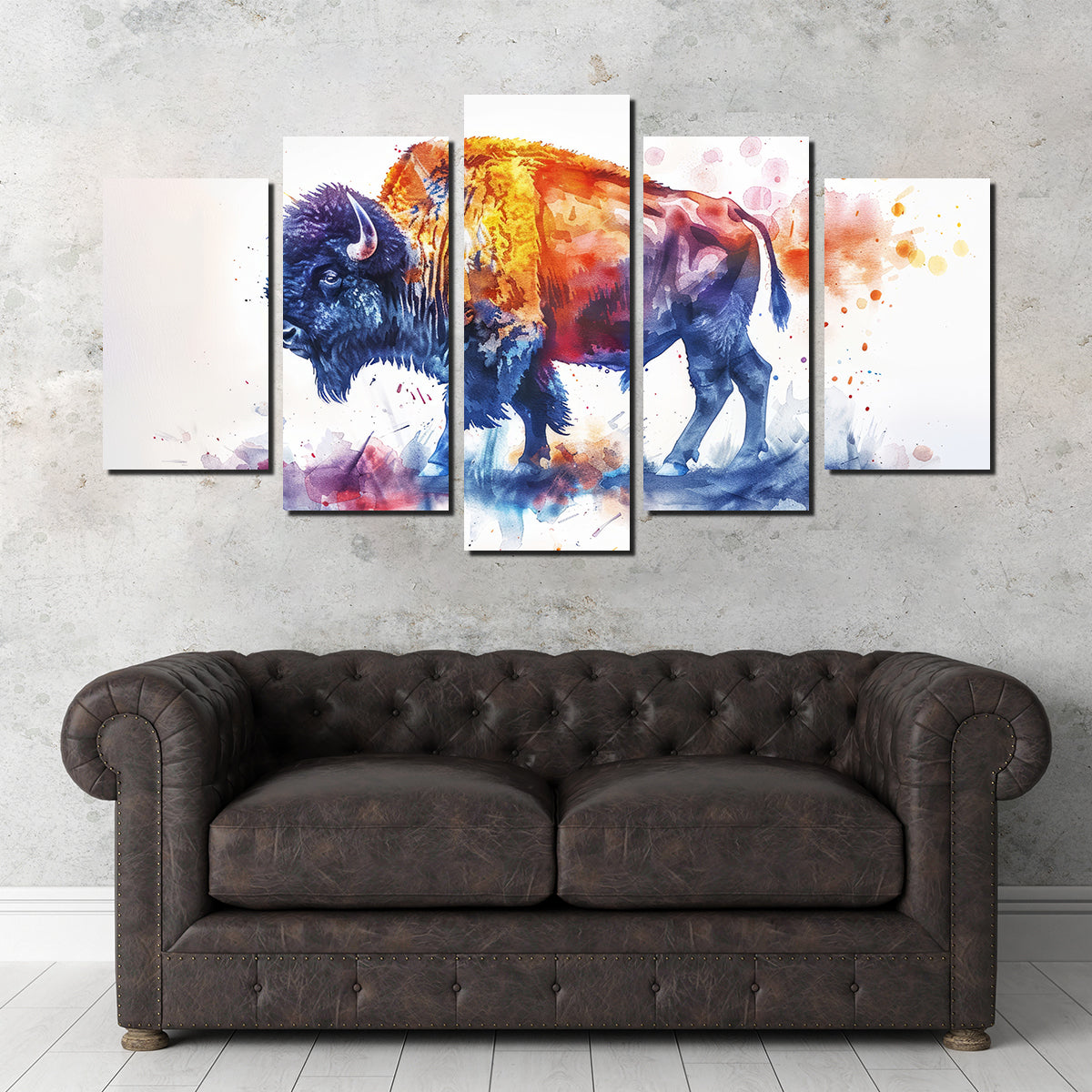 Vivid Watercolor Bison Wall Art