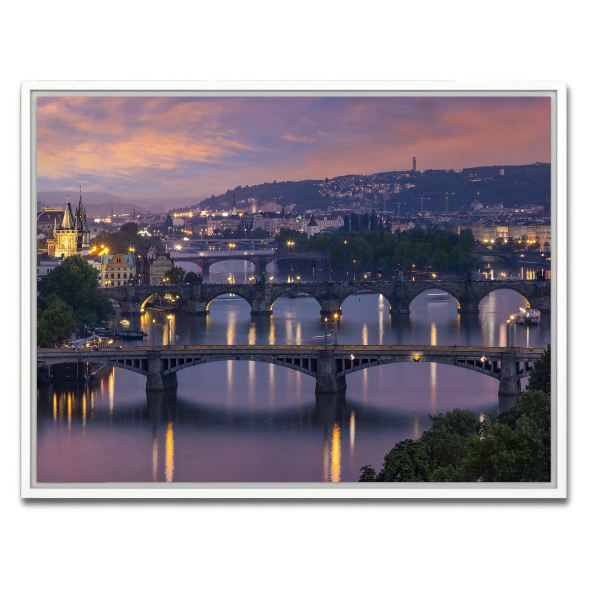 AUTO-MOCKUP WHITE | Vltava Bridges in Prague | 1 Piece | White Framed Canvas | group=4x3