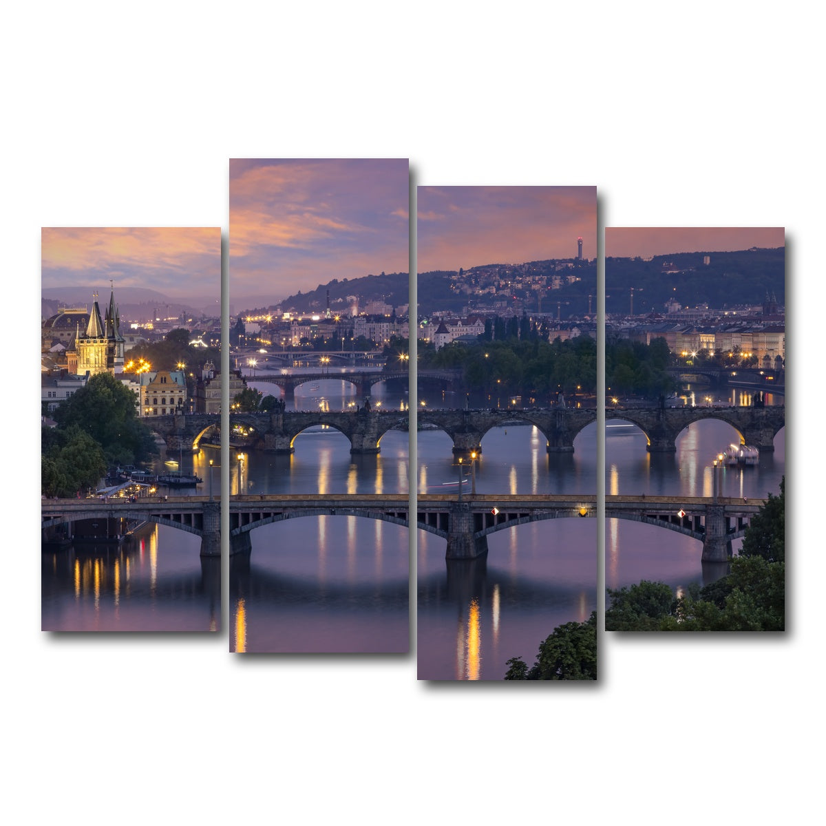 AUTO-MOCKUP WHITE | Vltava Bridges in Prague | 4 Piece | Gallery Wrap Canvas | group=4_normal